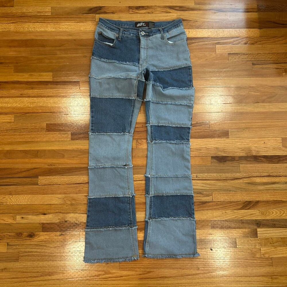 Lazer Patchwork Y2k Vtg Women's Multicolor Denim Jeans Mid to High Rise Size 13